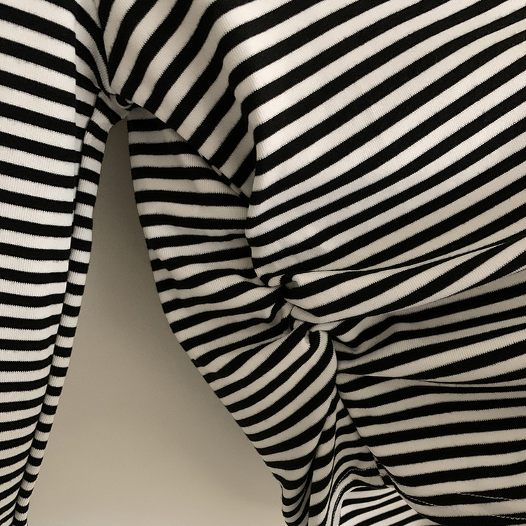 ストライプワンショルダー長袖Tシャツ