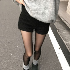 ボアバンディングハイウエストショートパンツ BLACK
