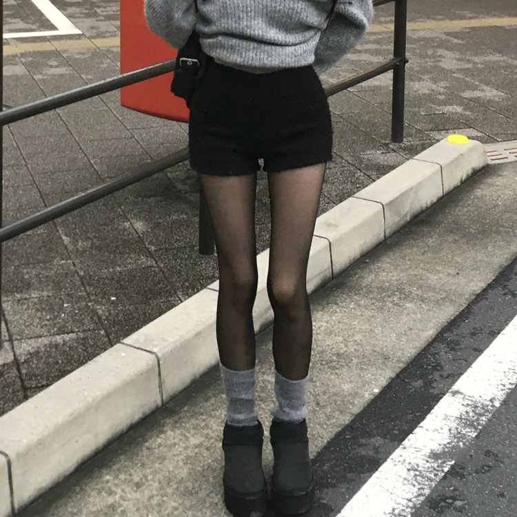 ボアバンディングハイウエストショートパンツ BLACK