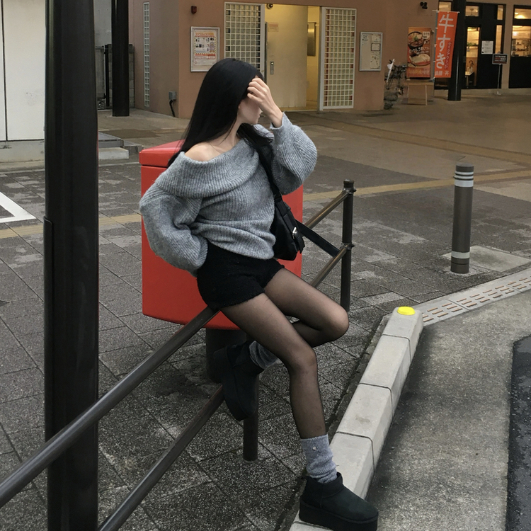 ボアバンディングハイウエストショートパンツ BLACK