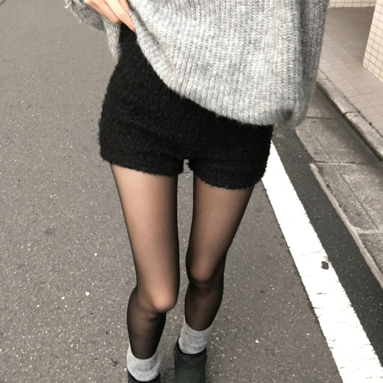 ボアバンディングハイウエストショートパンツ BLACK