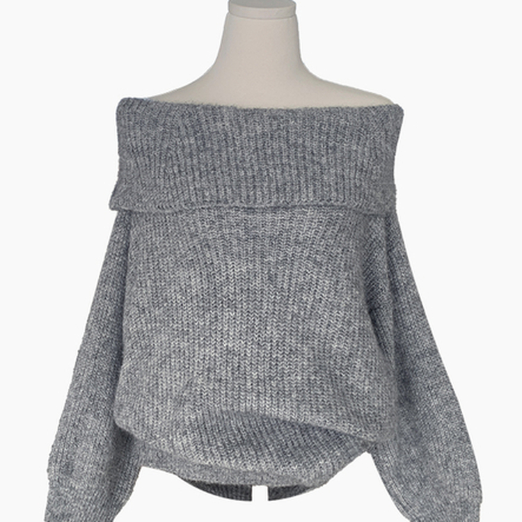 레이티 보카시 여리 오버핏 오프숄더 니트