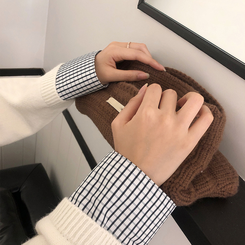 チェックシャツレイヤードニット WHITE