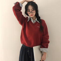 チェックシャツレイヤードニット｜ニット｜韓国ファッション通販 SONA