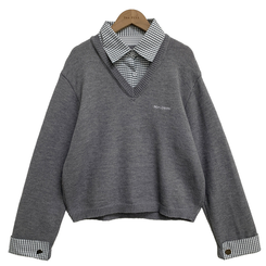 チェックシャツレイヤードニット