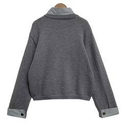 チェックシャツレイヤードニット