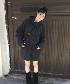 フードラグランビジョハーフコート｜コート｜韓国ファッション