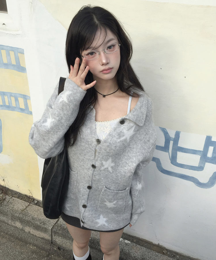 SCULPTOR ドット カーディガン IVEレイ着用 韓国 Mサイズ ☆LE SSERAFIM ウンチェ / IVE レイ 着用！！【SCULPTOR】Polka