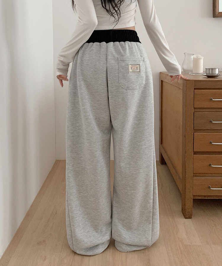 ハンナさま❤️ バイカラーサイドピンタックワイドパンツ｜コットンパンツ｜韓国