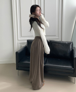 단독최저가 윙크 사이드핀턱 올밴딩 스트링 기모안감 트레이닝 와이드팬츠 브라운