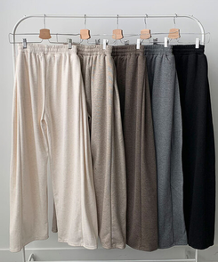 단독최저가 윙크 사이드핀턱 올밴딩 스트링 기모안감 트레이닝 와이드팬츠