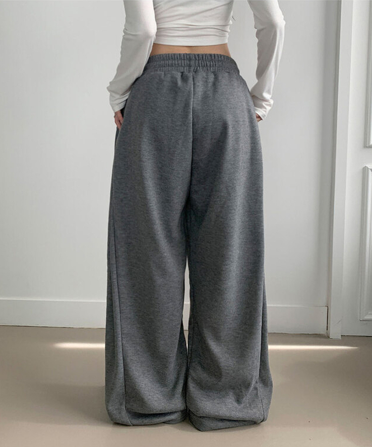 단독최저가 윙크 사이드핀턱 올밴딩 스트링 기모안감 트레이닝 와이드팬츠 그레이