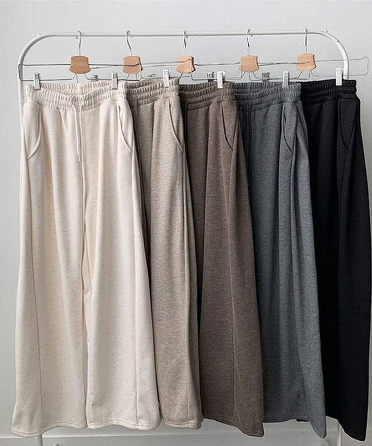 단독최저가 윙크 사이드핀턱 올밴딩 스트링 기모안감 트레이닝 와이드팬츠