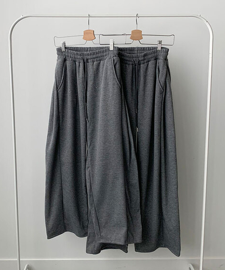 단독최저가 윙크 사이드핀턱 올밴딩 스트링 기모안감 트레이닝 와이드팬츠