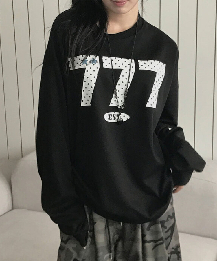 ナンバーレタリングラウンドトレーナー BLACK