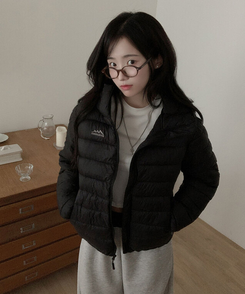 3일만특가 리케 퀄팅 자수 후드 경량패딩 패딩 스트링 웰론 집업패딩 블랙