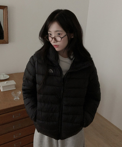 3일만특가 리케 퀄팅 자수 후드 경량패딩 패딩 스트링 웰론 집업패딩 블랙