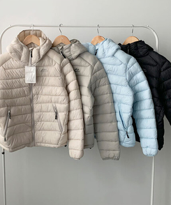 3일만특가 리케 퀄팅 자수 후드 경량패딩 패딩 스트링 웰론 집업패딩
