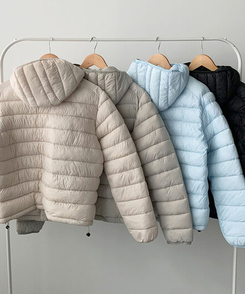 3일만특가 리케 퀄팅 자수 후드 경량패딩 패딩 스트링 웰론 집업패딩