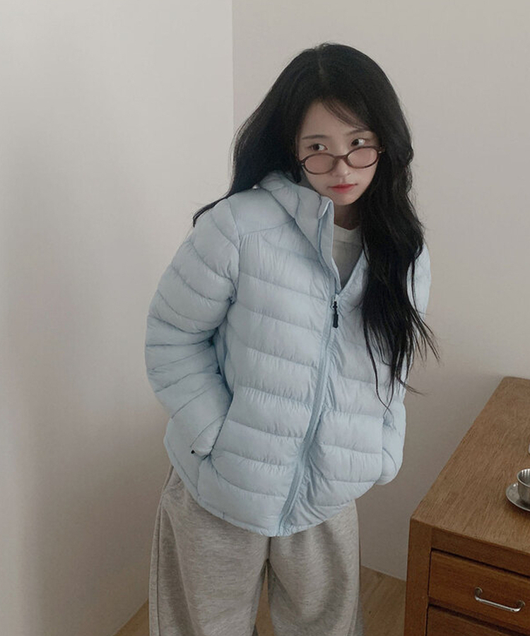 3일만특가 리케 퀄팅 자수 후드 경량패딩 패딩 스트링 웰론 집업패딩 소라