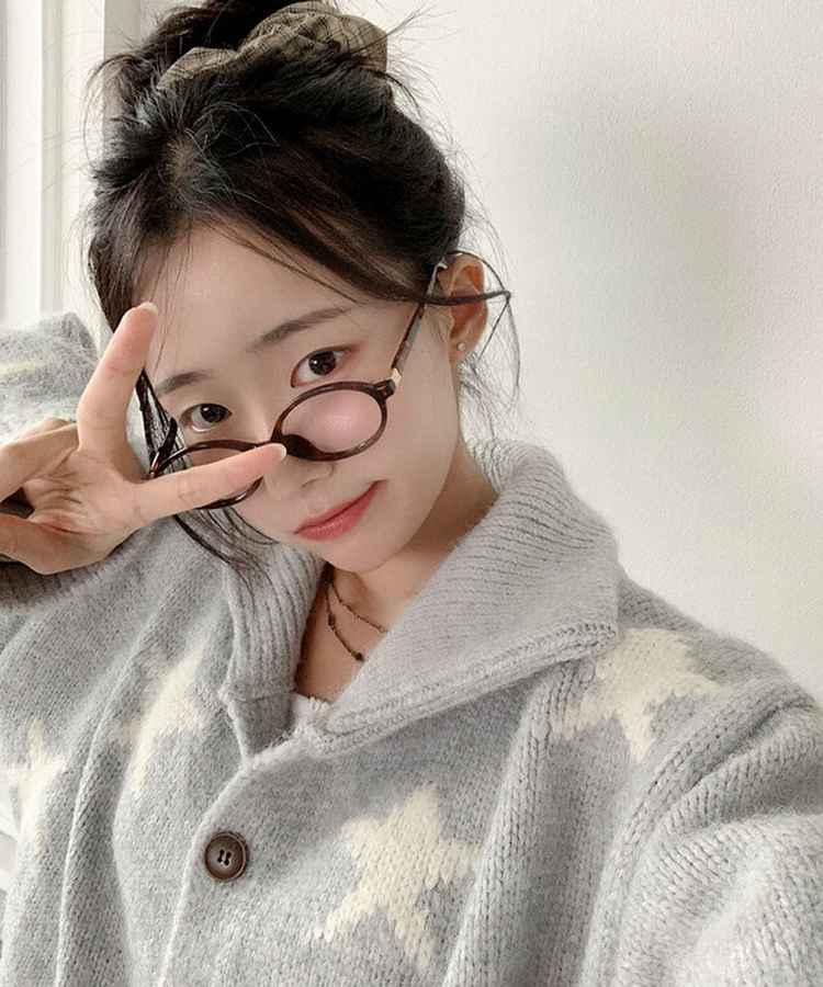 잼잼 유니크 스타 패턴 폭닥 버튼 가디건 소라