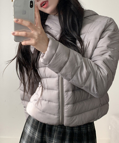 저렴이NO 웰론 충전재 후드 경량패딩 집업 휴대용 파우치 세트 그레이