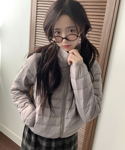 저렴이NO 웰론 충전재 후드 경량패딩 집업 휴대용 파우치 세트 그레이