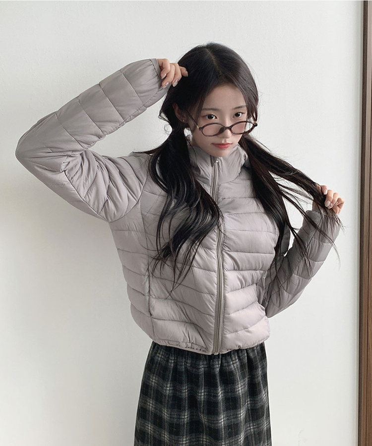 저렴이NO 웰론 충전재 후드 경량패딩 집업 휴대용 파우치 세트 그레이