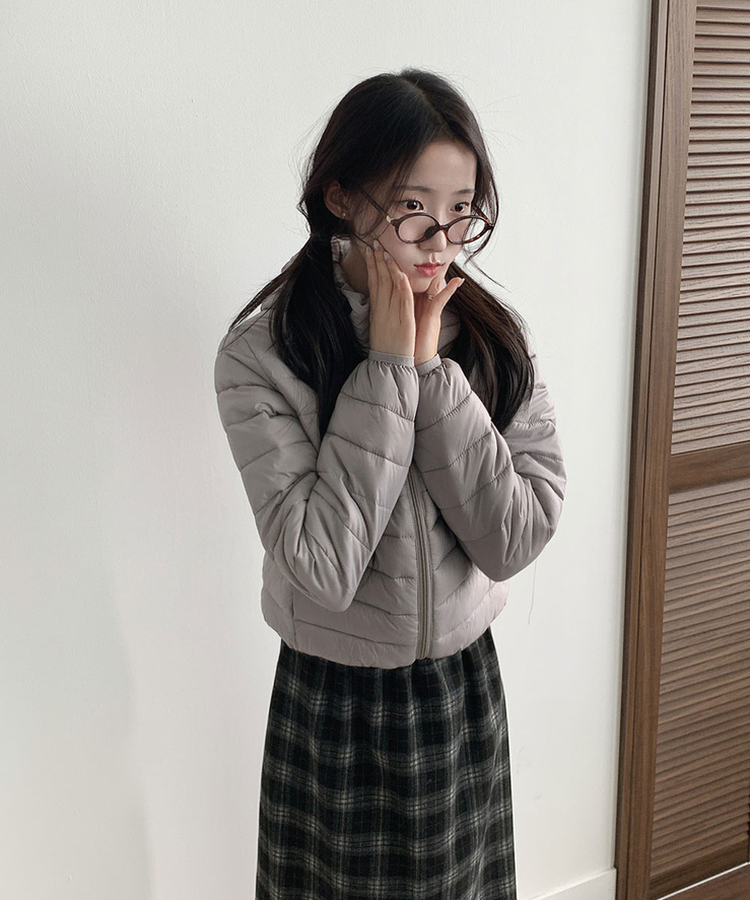 저렴이NO 웰론 충전재 후드 경량패딩 집업 휴대용 파우치 세트 그레이