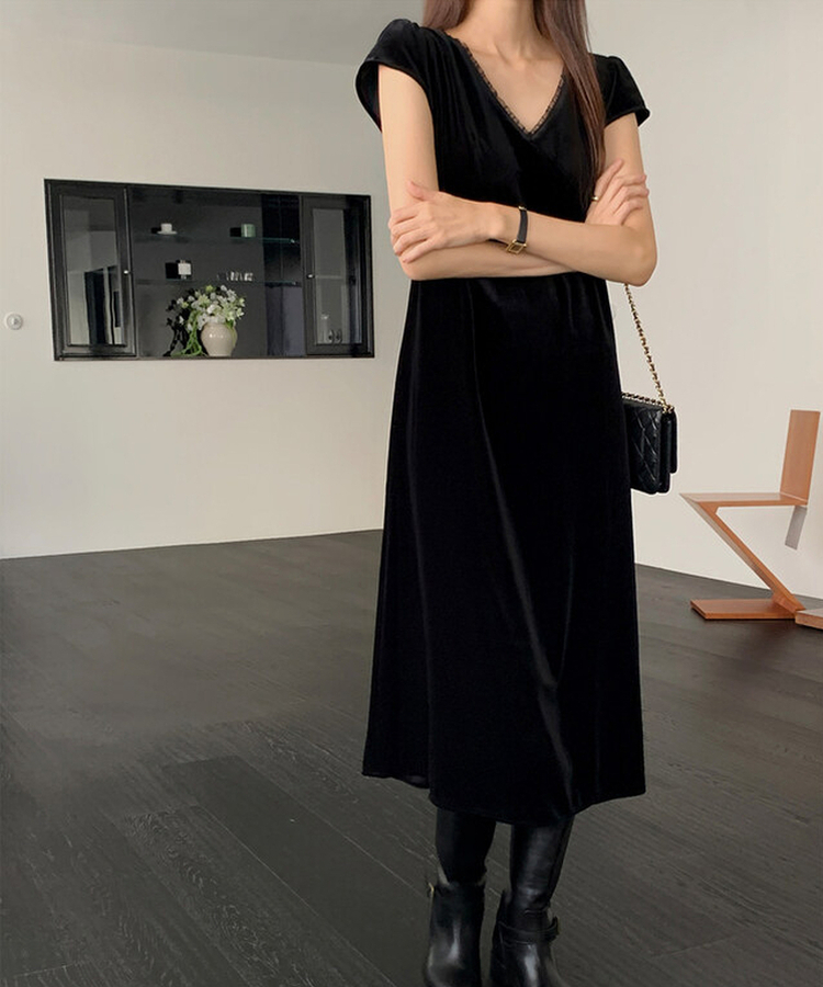 the Virgins ベルベットレースワンピース 黒 the Virgins ベルベットレースワンピース 黒