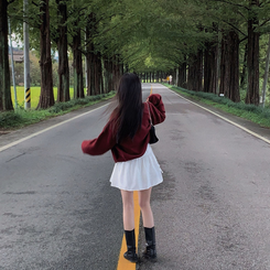 겨울준비 시작아방이 울 루즈핏 브이넥 세미크롭 가디건 와인