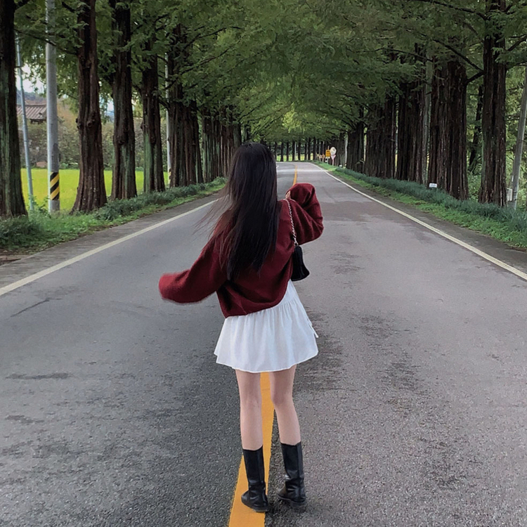 겨울준비 시작아방이 울 루즈핏 브이넥 세미크롭 가디건 와인