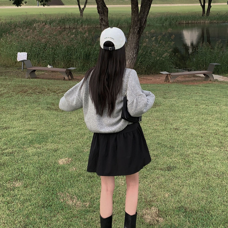 겨울준비 시작아방이 울 루즈핏 브이넥 세미크롭 가디건 그레이