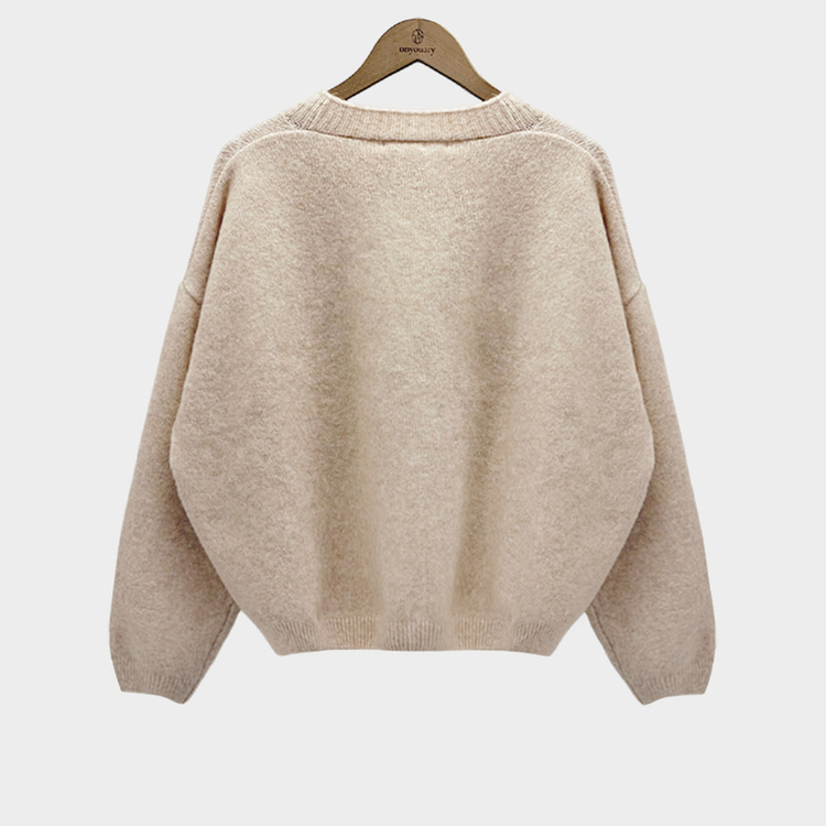 겨울준비 시작아방이 울 루즈핏 브이넥 세미크롭 가디건