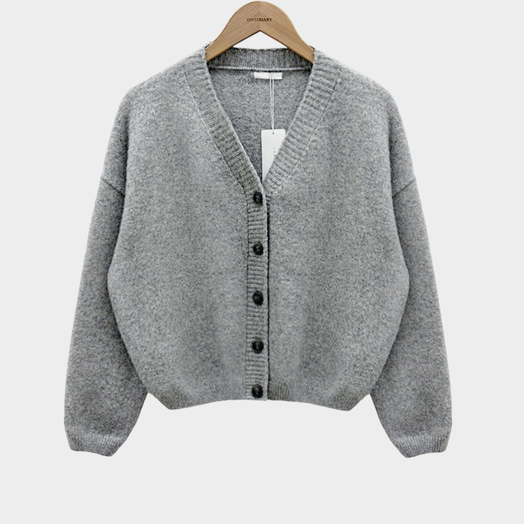 겨울준비 시작아방이 울 루즈핏 브이넥 세미크롭 가디건