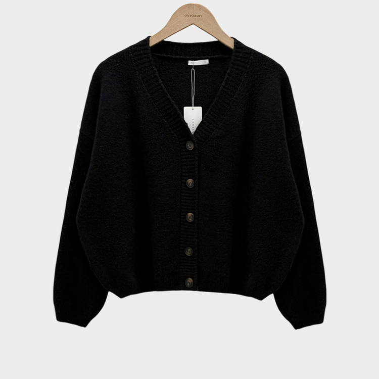 겨울준비 시작아방이 울 루즈핏 브이넥 세미크롭 가디건