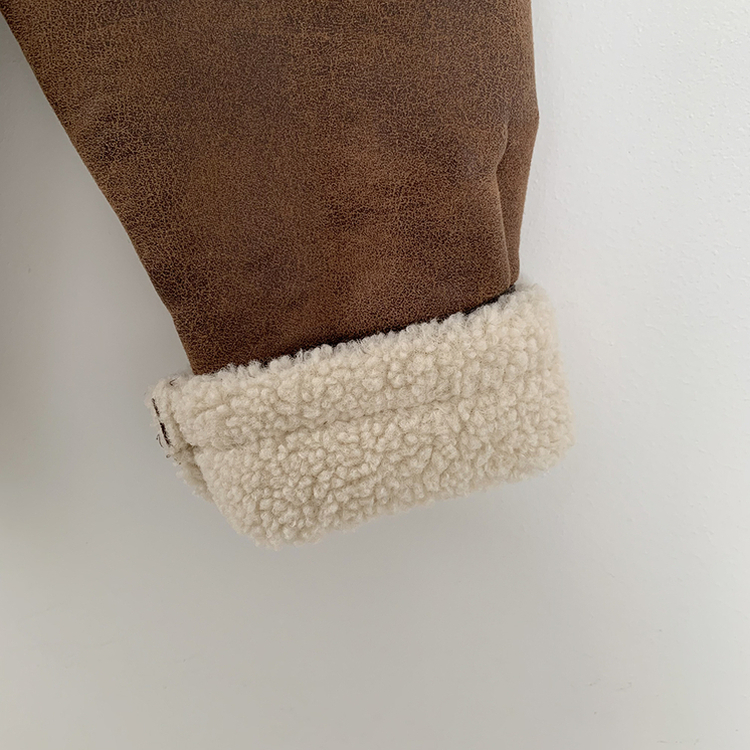 오버핏 양털안감 빈티지 레더 스웨이드 퍼카라 버클 무스탕 자켓