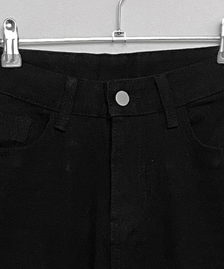 기모버전블랙코튼뒷포켓포인트일자와이드팬츠