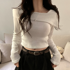 オフショルダークロップ長袖Tシャツ IVORY