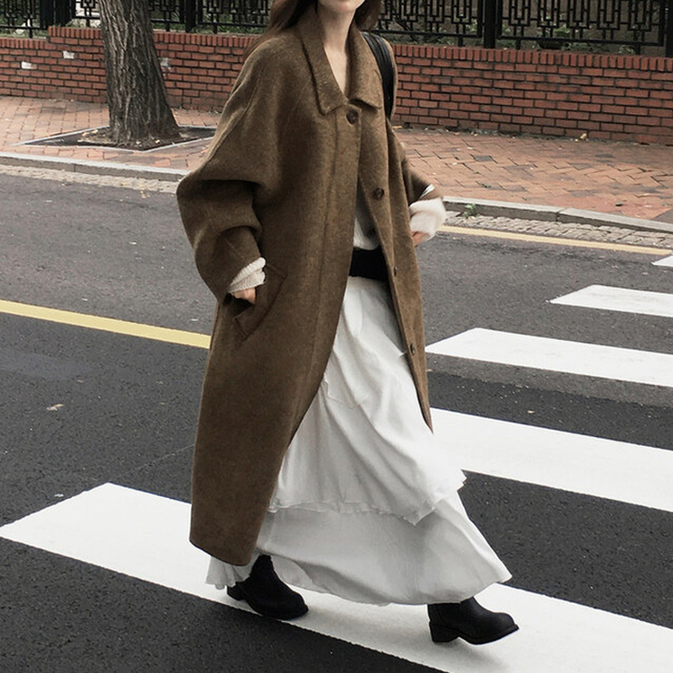 プレミアムハンドメイドウールコート BROWN