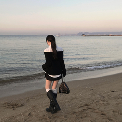 2WAYムードフローバイカーブーツ BLACK