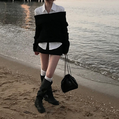 2WAYムードフローバイカーブーツ BLACK