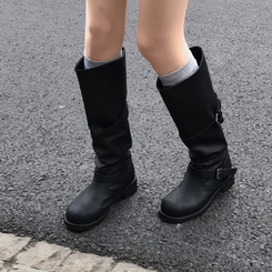 2WAYムードフローバイカーブーツ BLACK