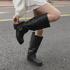 2WAYムードフローバイカーブーツ BLACK