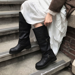 2WAYムードフローバイカーブーツ BLACK