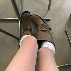 2WAYムードフローバイカーブーツ BEIGE