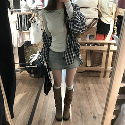 2WAYムードフローバイカーブーツ BEIGE