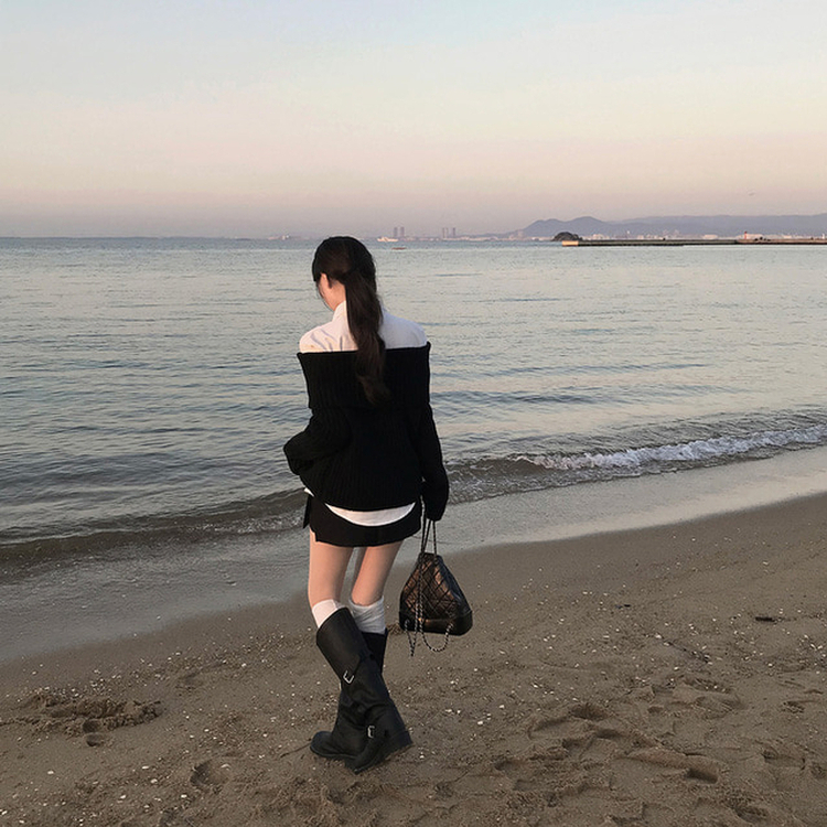 2WAYムードフローバイカーブーツ BLACK