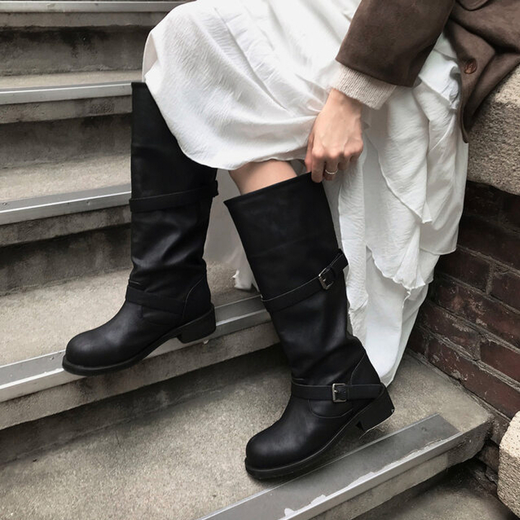 2WAYムードフローバイカーブーツ BLACK