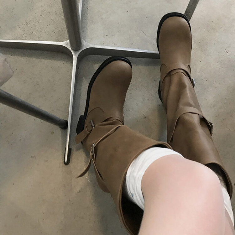 2WAYムードフローバイカーブーツ BEIGE